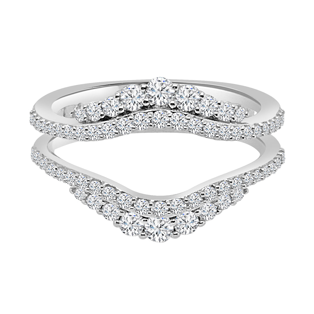 Dazzling Love: Double Row Curved Wedding Band in 14 Karat White Gold with Natural Diamonds