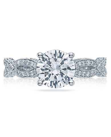 Timeless Elegance: Milgrain 18 Karat White Gold Engagement Mounting