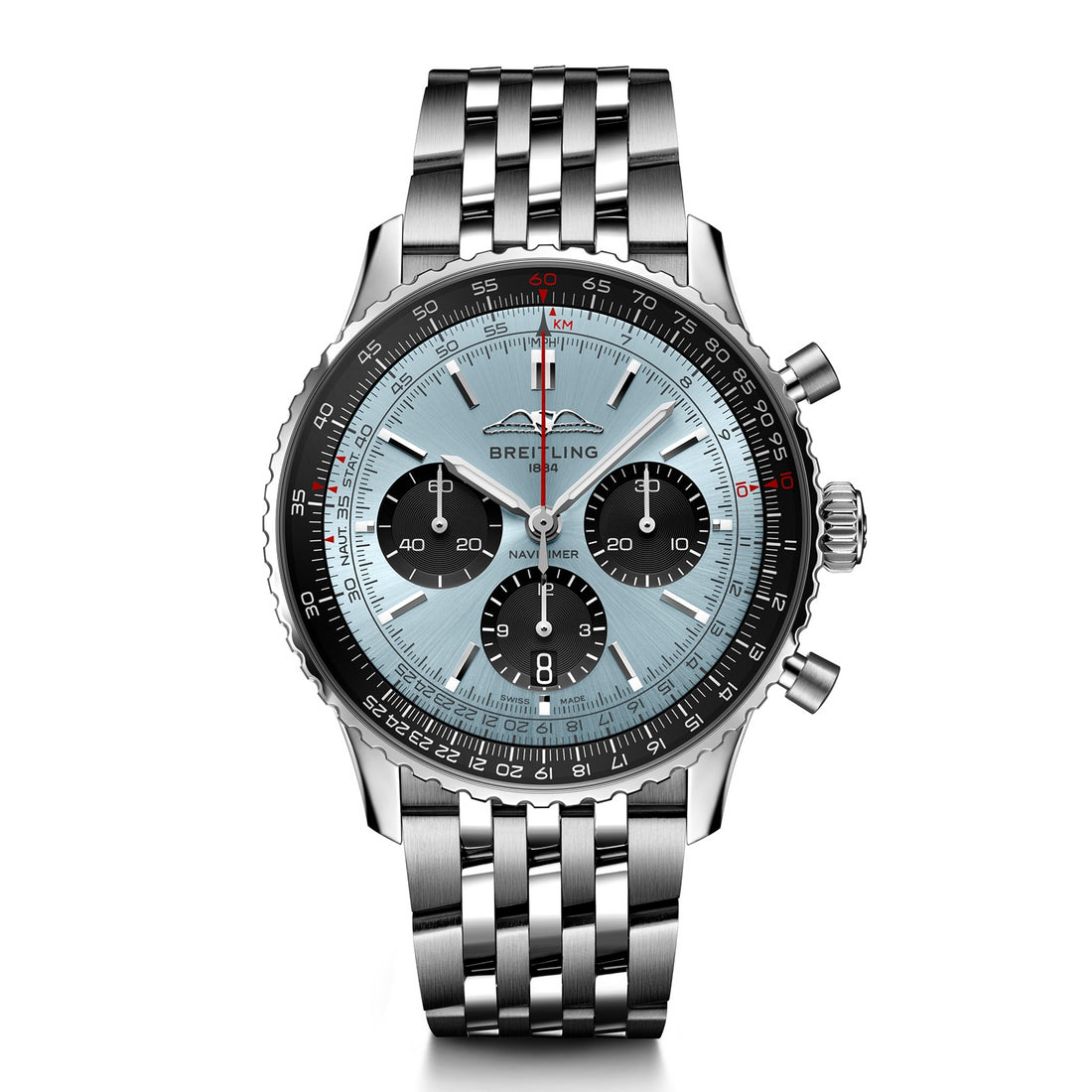 Breitling Navitimer Ice Blue Stainless Steel Luxury Watch