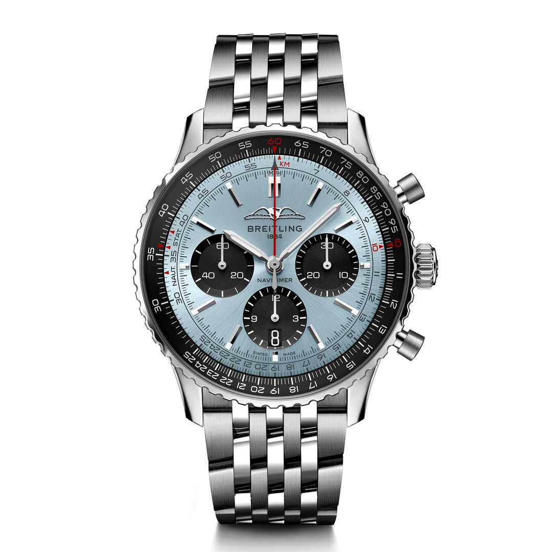 Breitling Navitimer Ice Blue Luxury Stainless Steel Watch