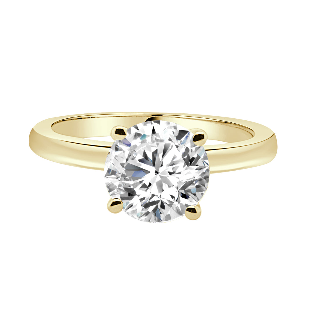 14 Karat Yellow Gold Round Shape Lab Diamond Engagement Ring