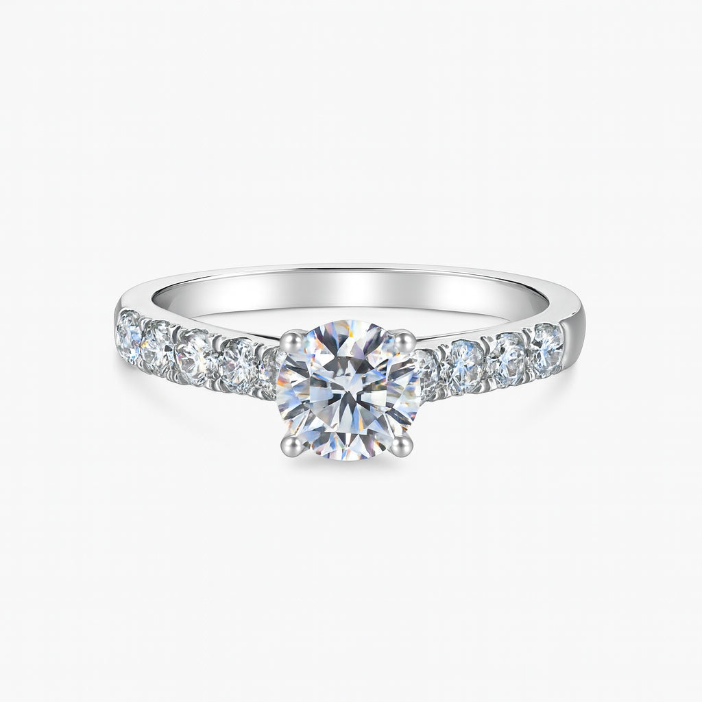 14K White Gold Straight Diamond Band Engagement Mounting Semi Mount