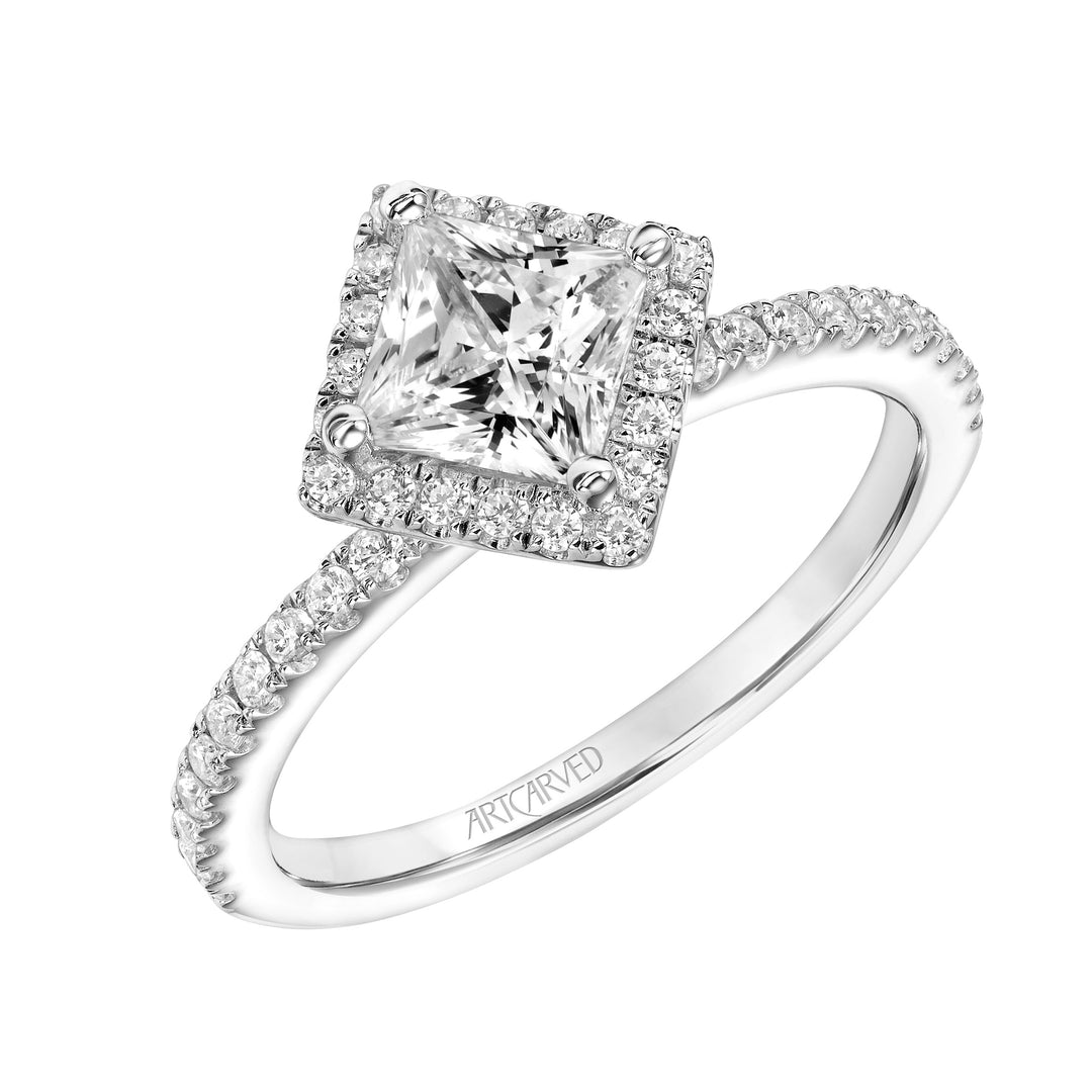 Dazzling Love: 14 Karat White Gold Engagement Mounting with Cubic Zirconia Brilliance