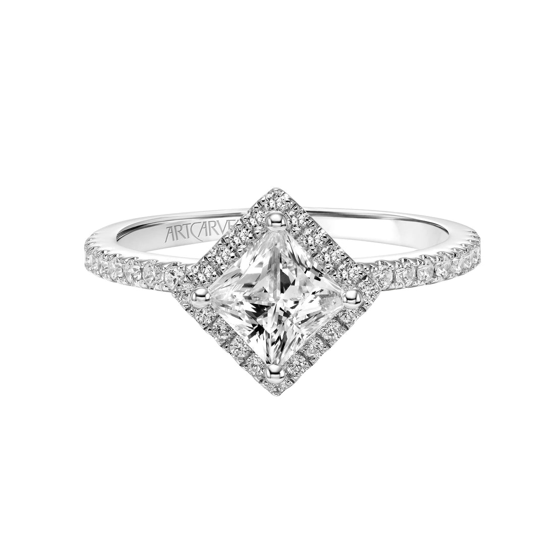 Dazzling Love: 14 Karat White Gold Engagement Mounting with Cubic Zirconia Brilliance