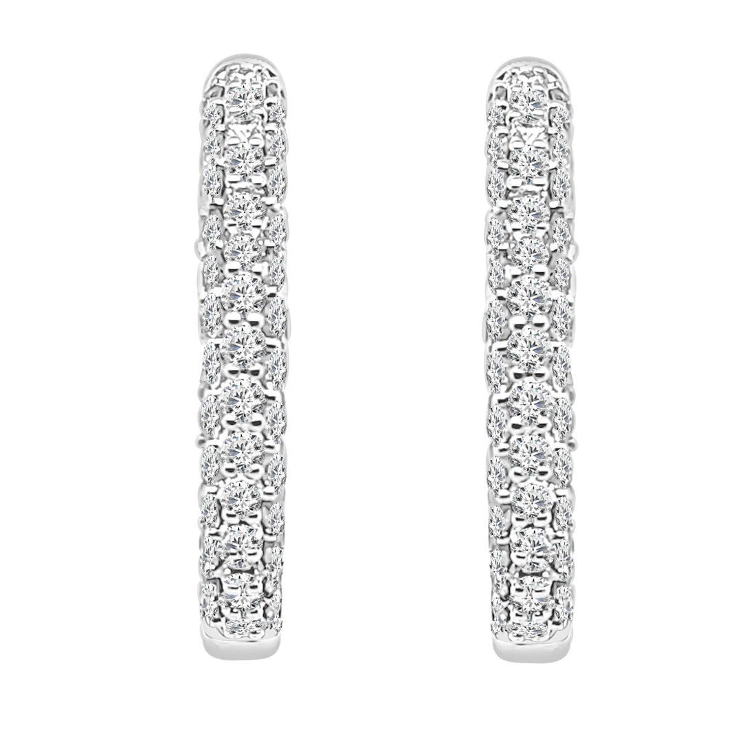 Sparkling 14 Karat White Gold Small Pave Diamond Earrings (0.52 ct)