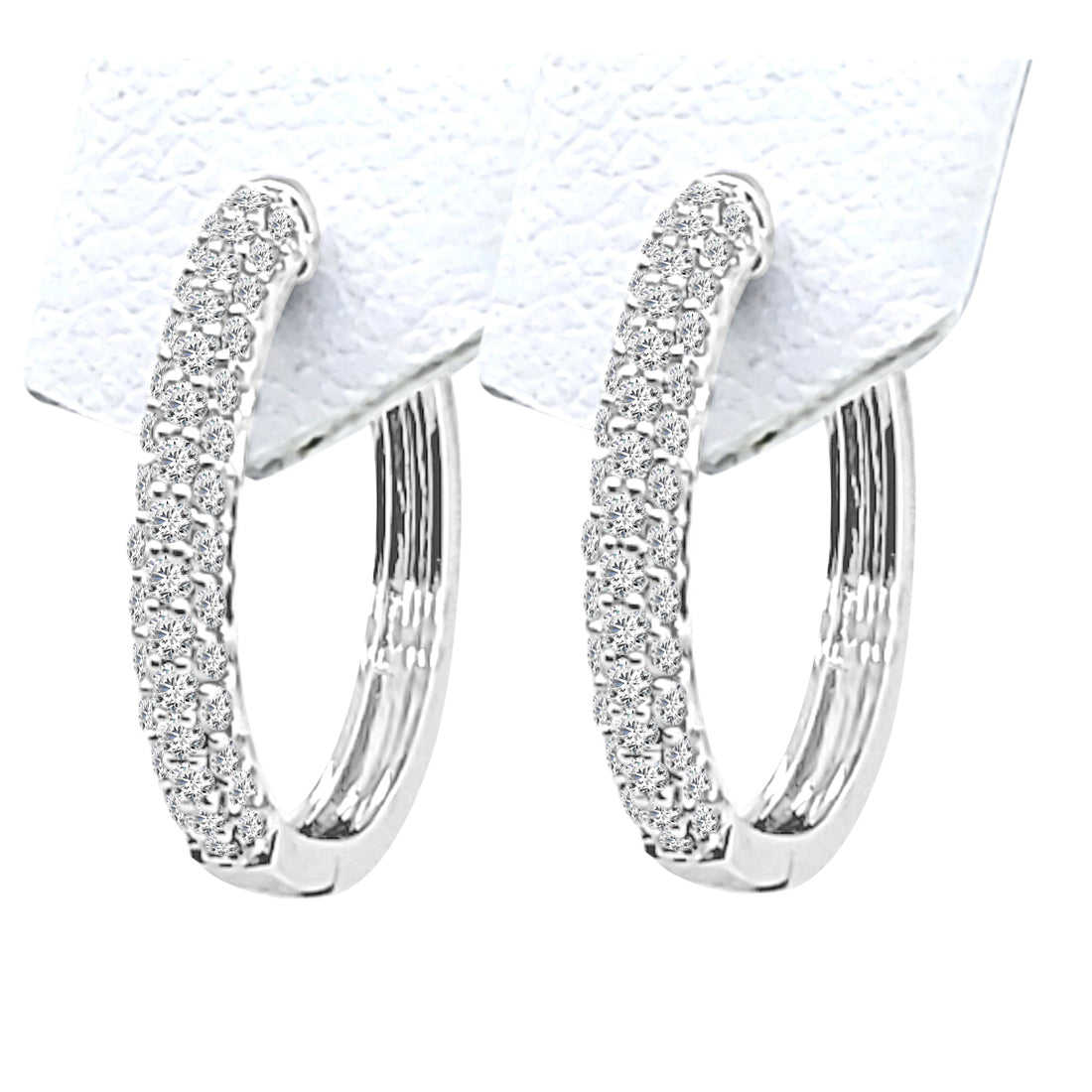 Sparkling 14 Karat White Gold Small Pave Diamond Earrings (0.52 ct)