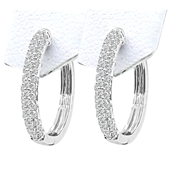 0.52 Carat Small Pave Natural Diamond Earrings in 14 Karat White Gold