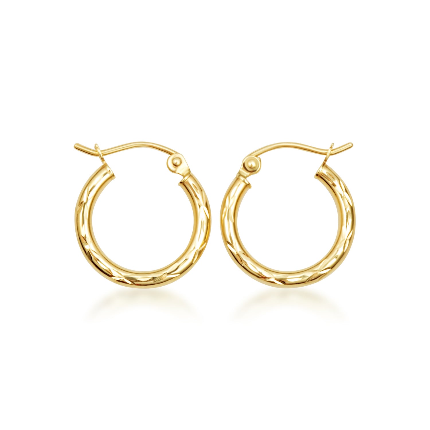 10 Karat Yellow Gold Diamond Cut Earrings
