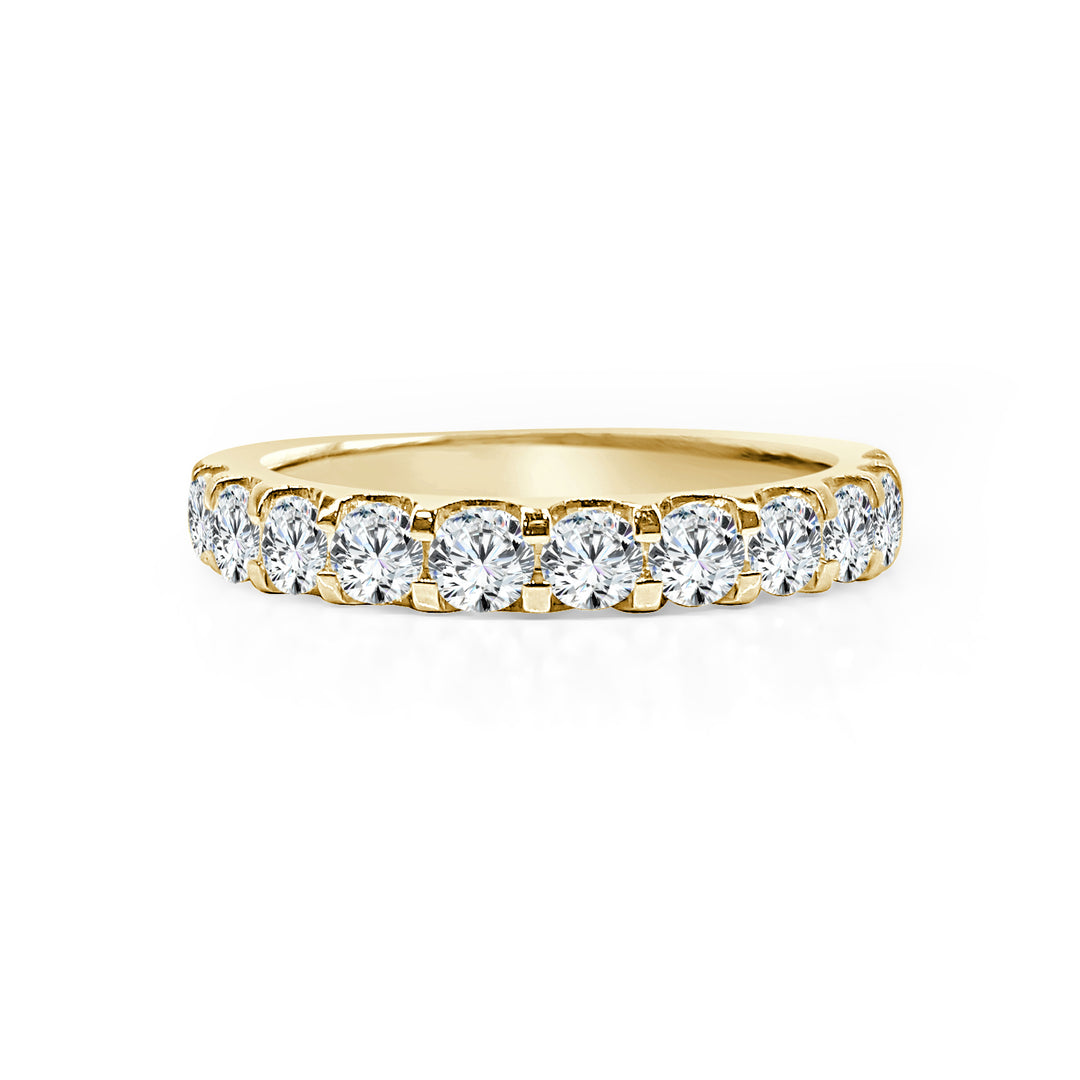 14 Karat Yellow Gold Wedding Band with Natural Diamond Accent