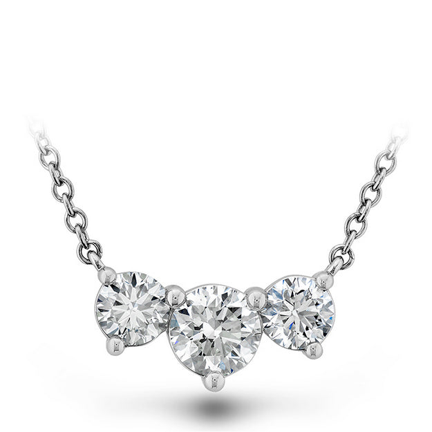 Elegant Trinity 3 Stone Necklace in 18 Karat White Gold with 0.50 Carat Natural Diamond