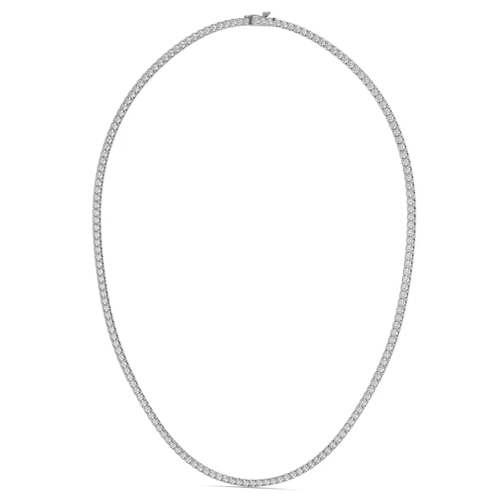 14K White Gold Lab Diamond Round Shape Necklace (14.4 Carat)