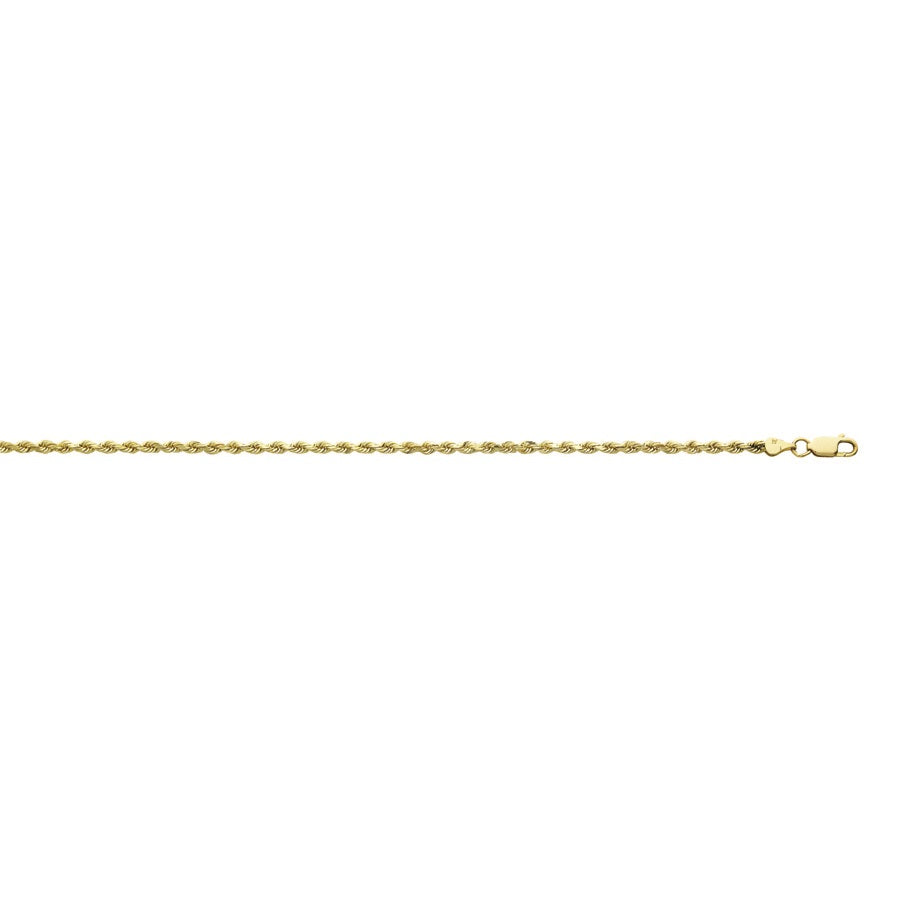 10 Karat Yellow Gold Hollow Diamond Cut Rope Chain