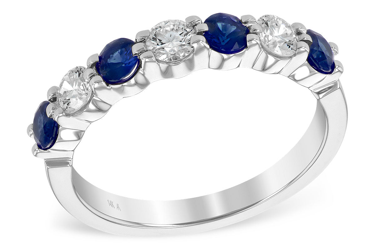 14K White Gold Blue Sapphire Ring with 0.65 Carat Gemstone