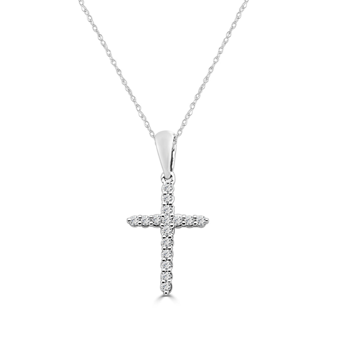10 Karat White Gold Natural Diamond Necklace, 0.100 Carat