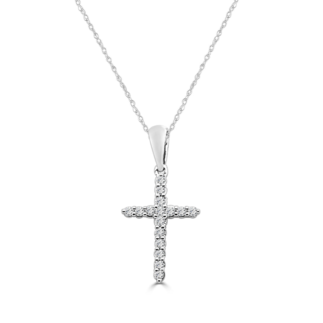 Dazzling Elegance: 10 Karat White Gold Necklace with Natural Diamond Accent