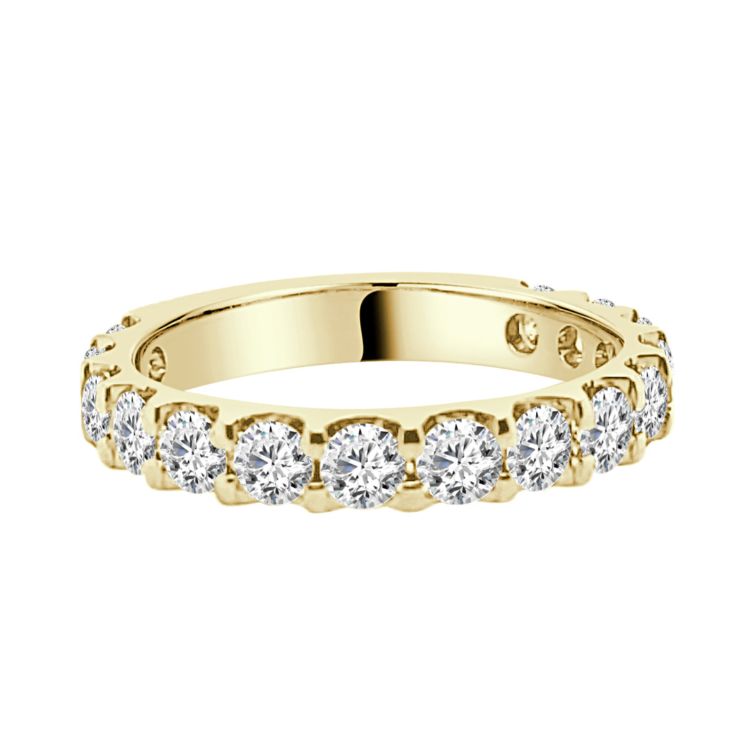 14 Karat Yellow Gold Wedding Band with Natural Diamond Accent