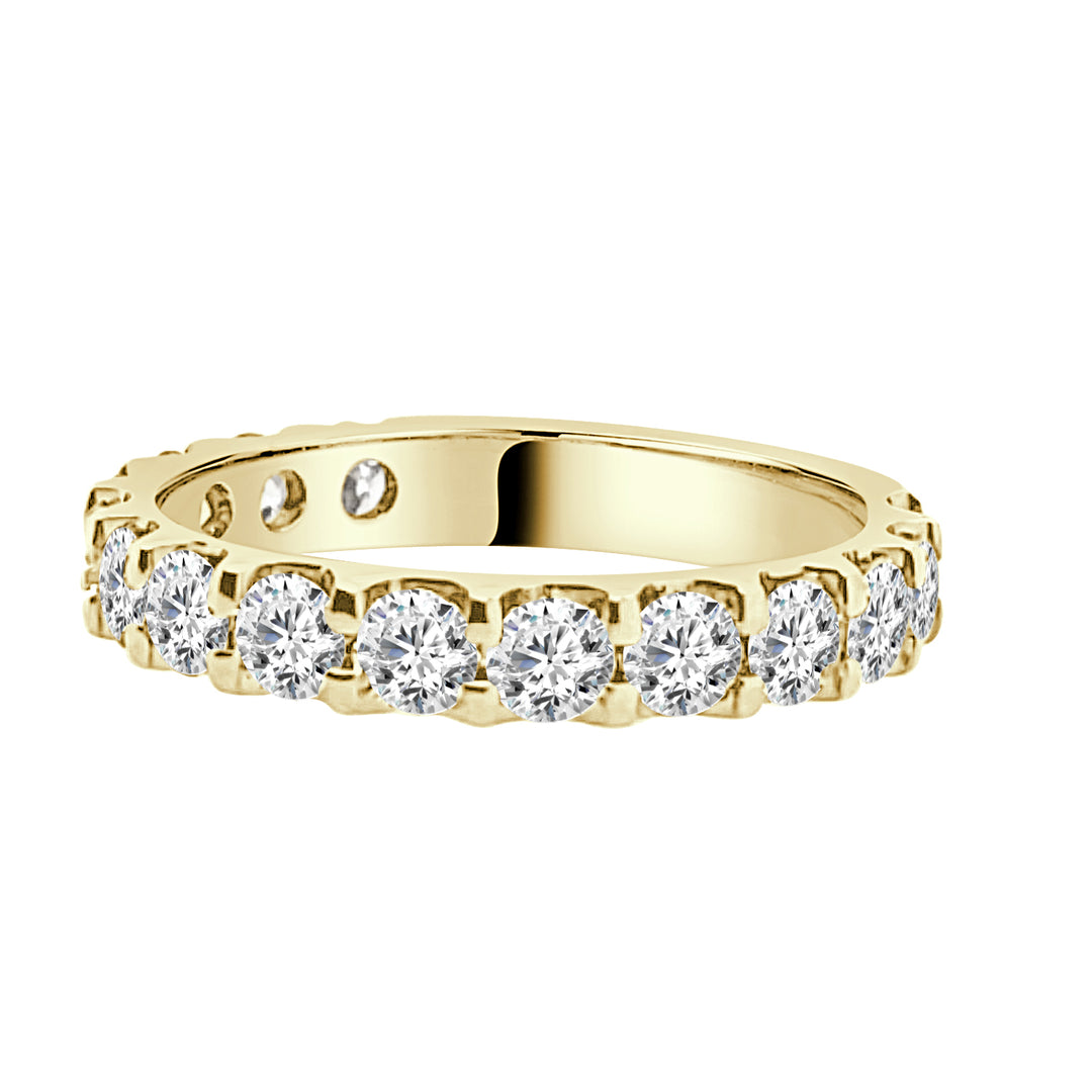 14 Karat Yellow Gold Wedding Band with Natural Diamond Accent