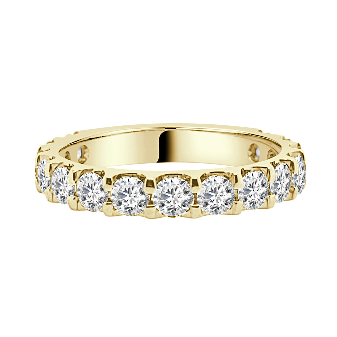 14 Karat Yellow Gold Wedding Band with Natural Diamond Accent