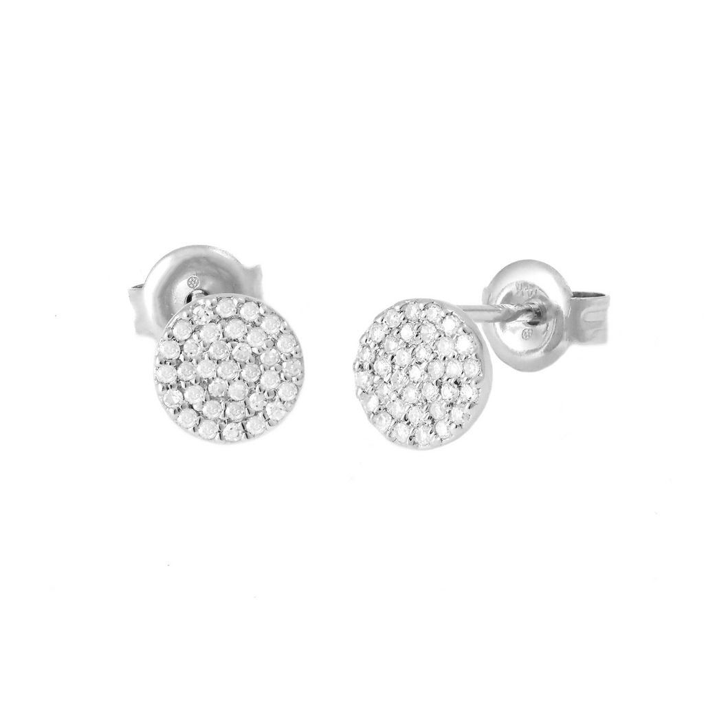 14 Karat White Gold Round Fancy Stud Earrings with 0.20 Carat Natural Diamond