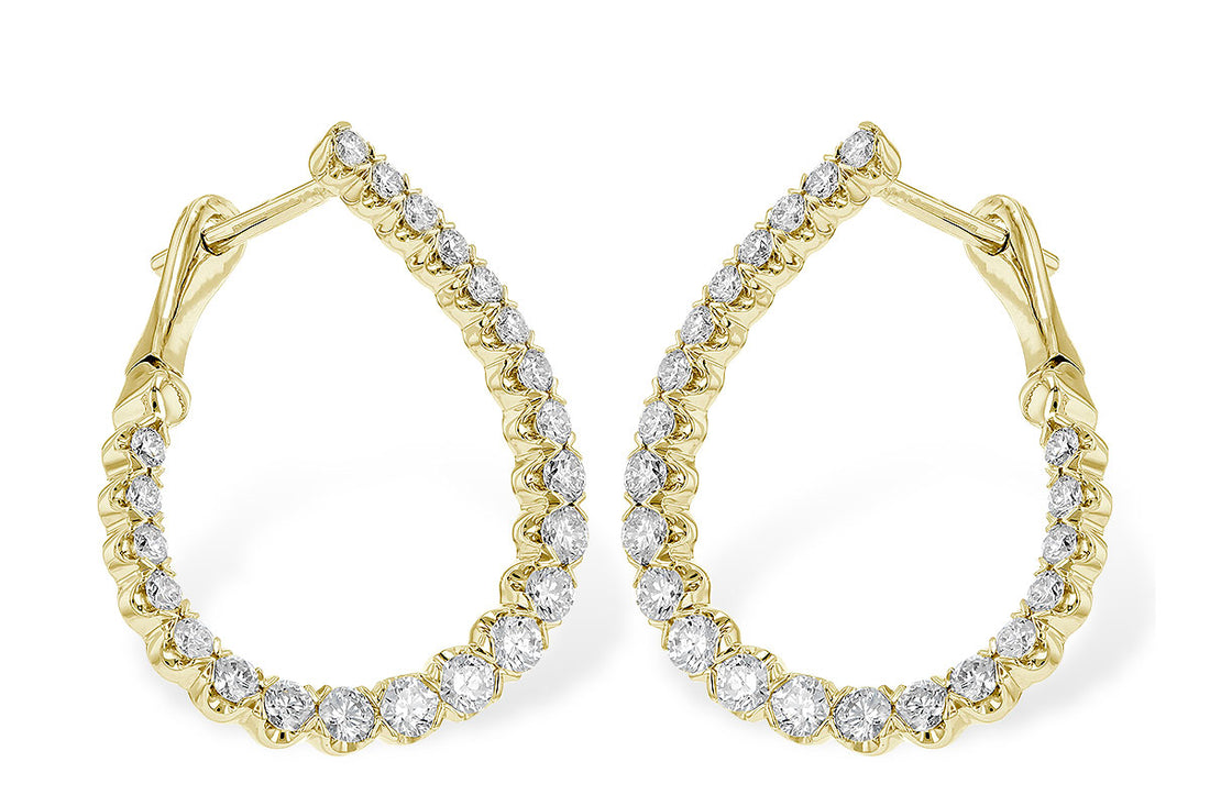 14 Karat Yellow Gold Round Shape 1.00 Natural Diamond Earrings