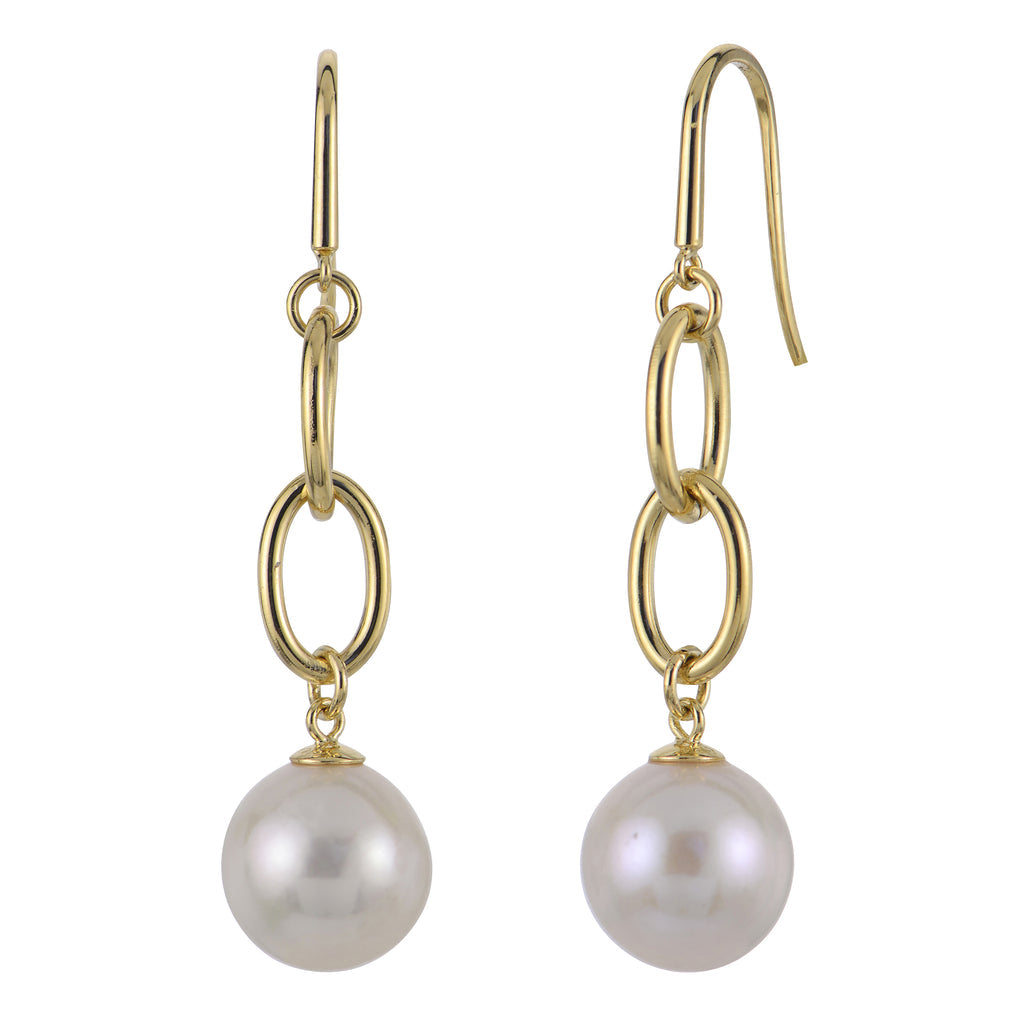Golden Glow: Pearl Hook Earrings in Gold Plated Sterling Silver
