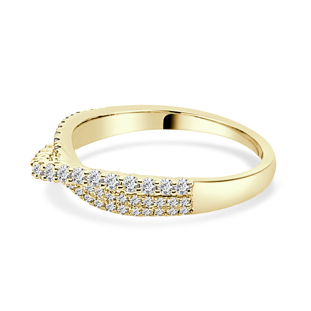 14K Yellow Gold Round Diamond Overpass Wedding Band - 0.50 ct
