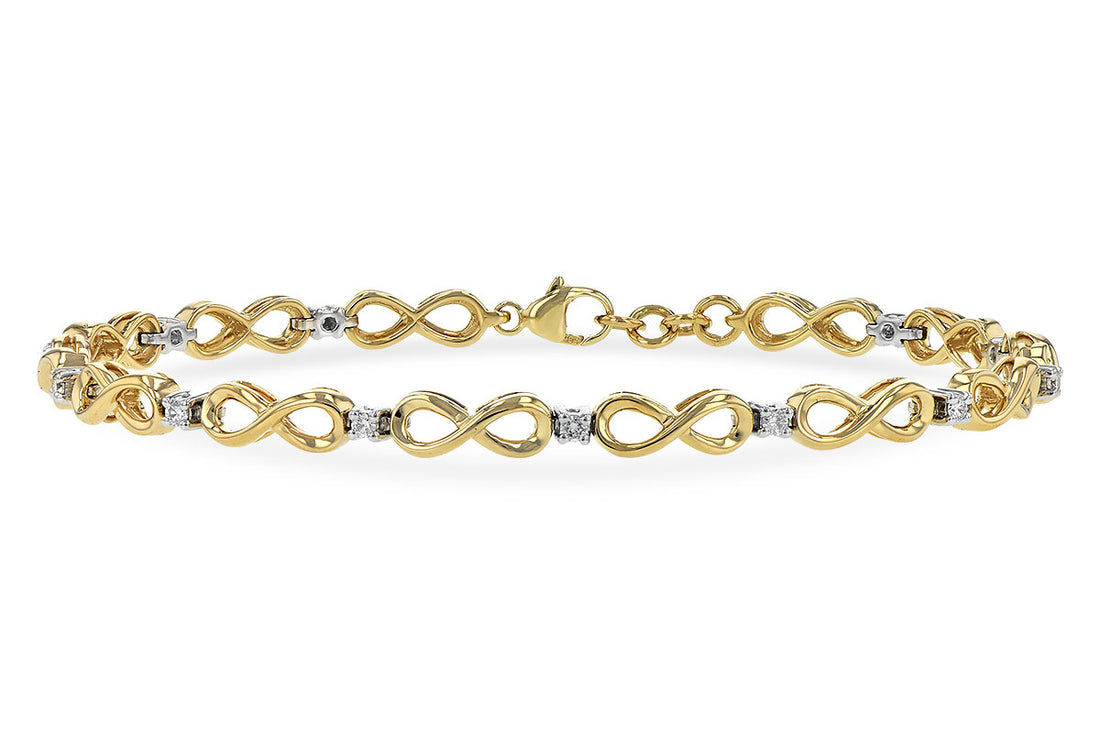 14 Karat Two-Tone Infinity Bracelet featuring Round Natural Diamond
