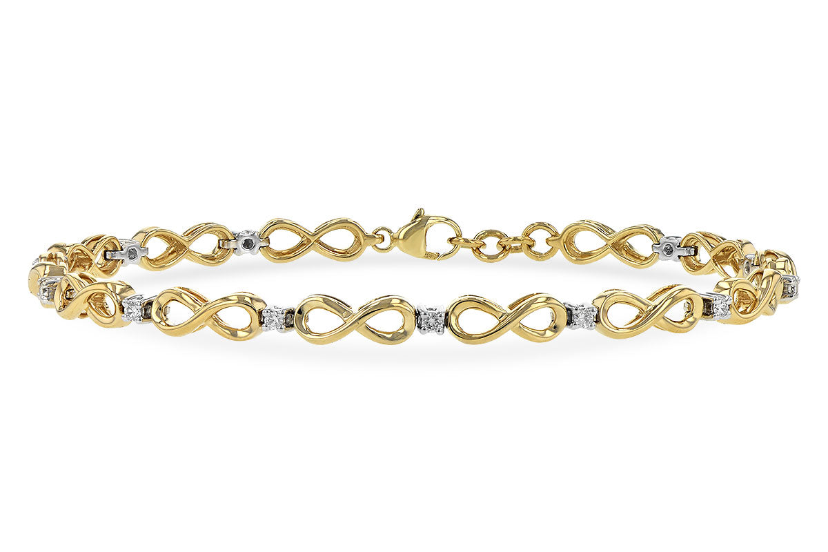 14 Karat Two-Tone Infinity Bracelet featuring Round Natural Diamond