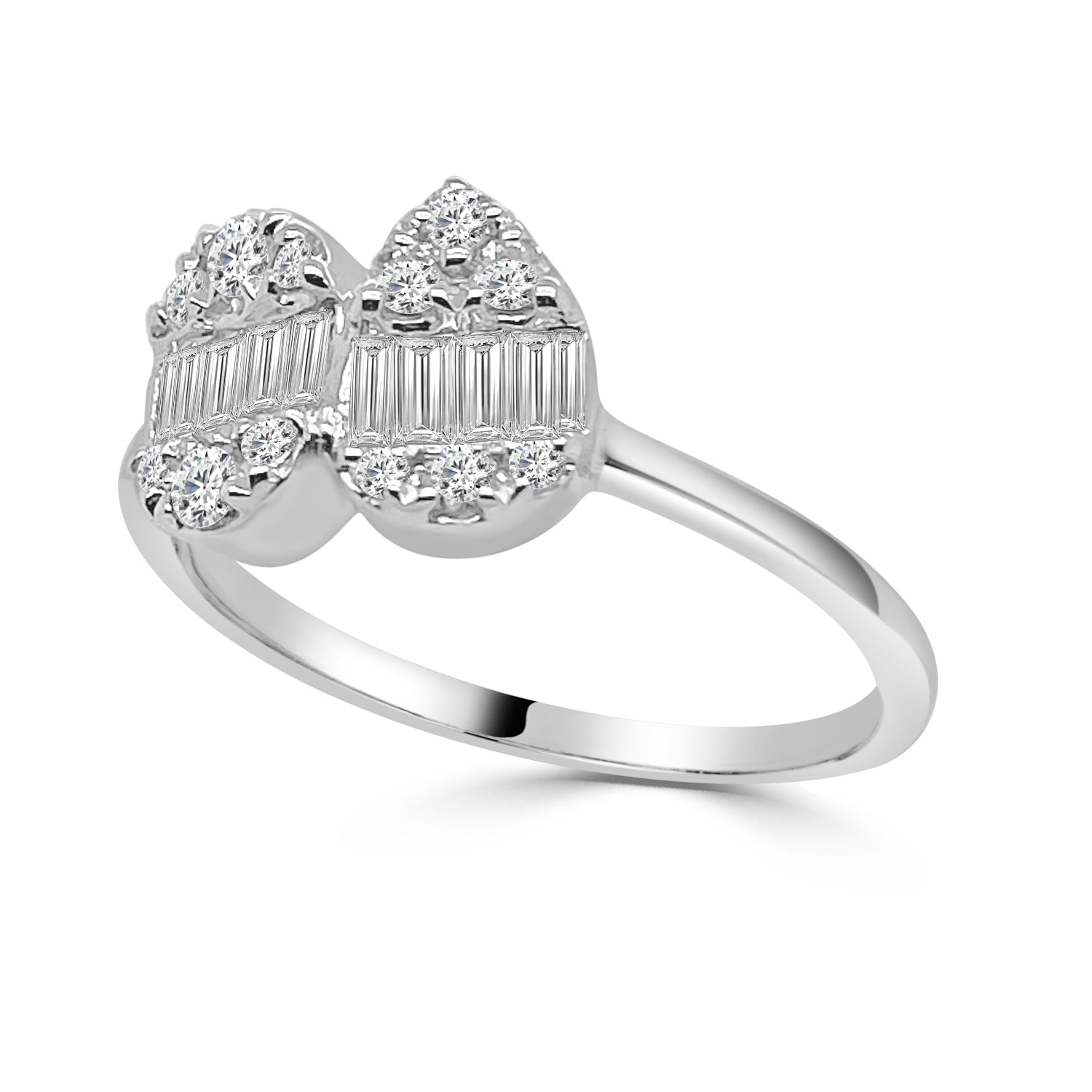 Sparkling Elegance: 18K White Gold Pear and Oval Mosaic Ring with 0.53 Carat Natural Diamond