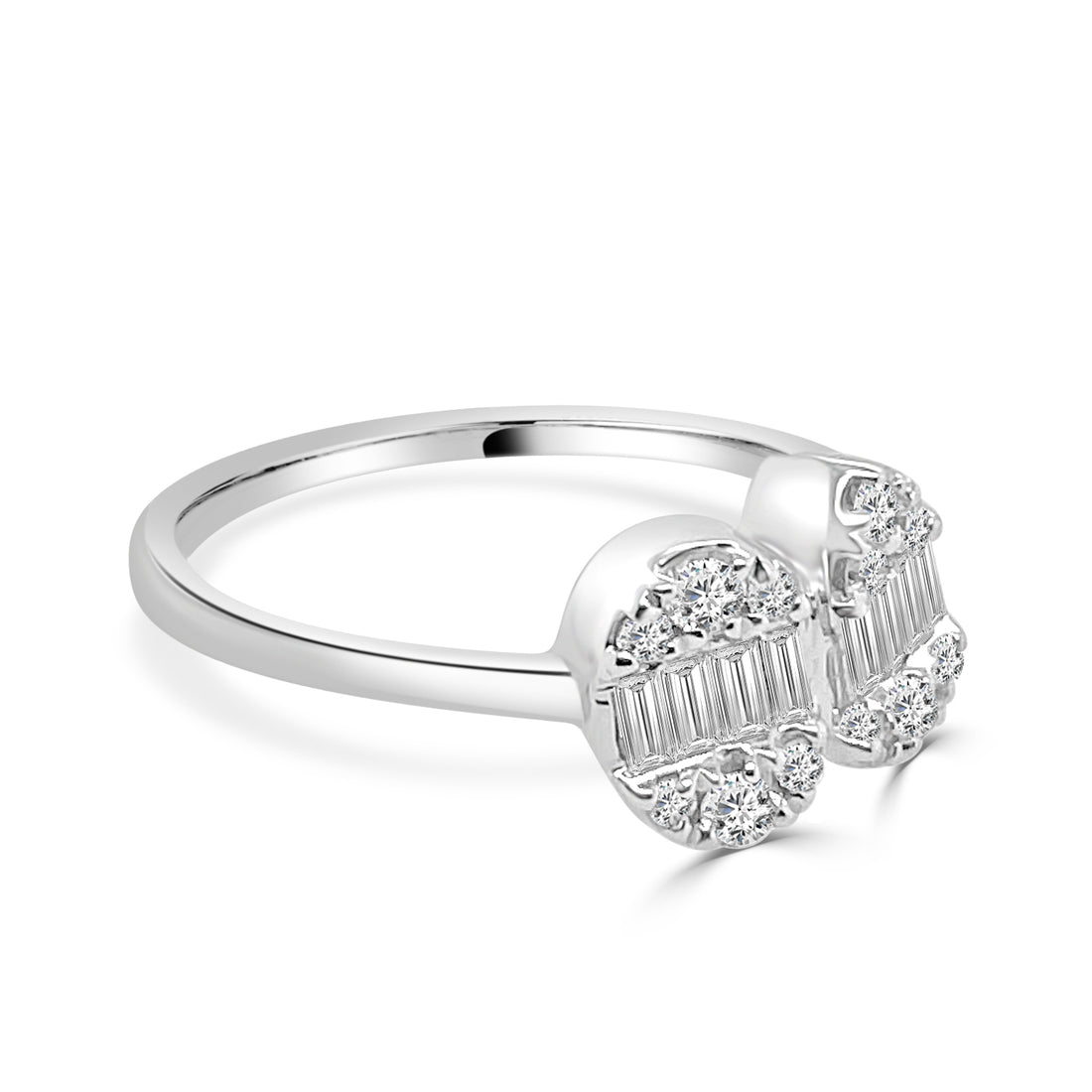 18 Karat White Gold Mosaic Ring with Pear and Oval Natural Diamond (0.53 ct)