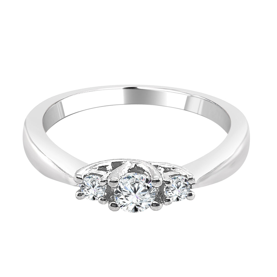 Sparkling Love: Pinched Shank 14 Karat White Gold Engagement Ring with Round Natural Diamond