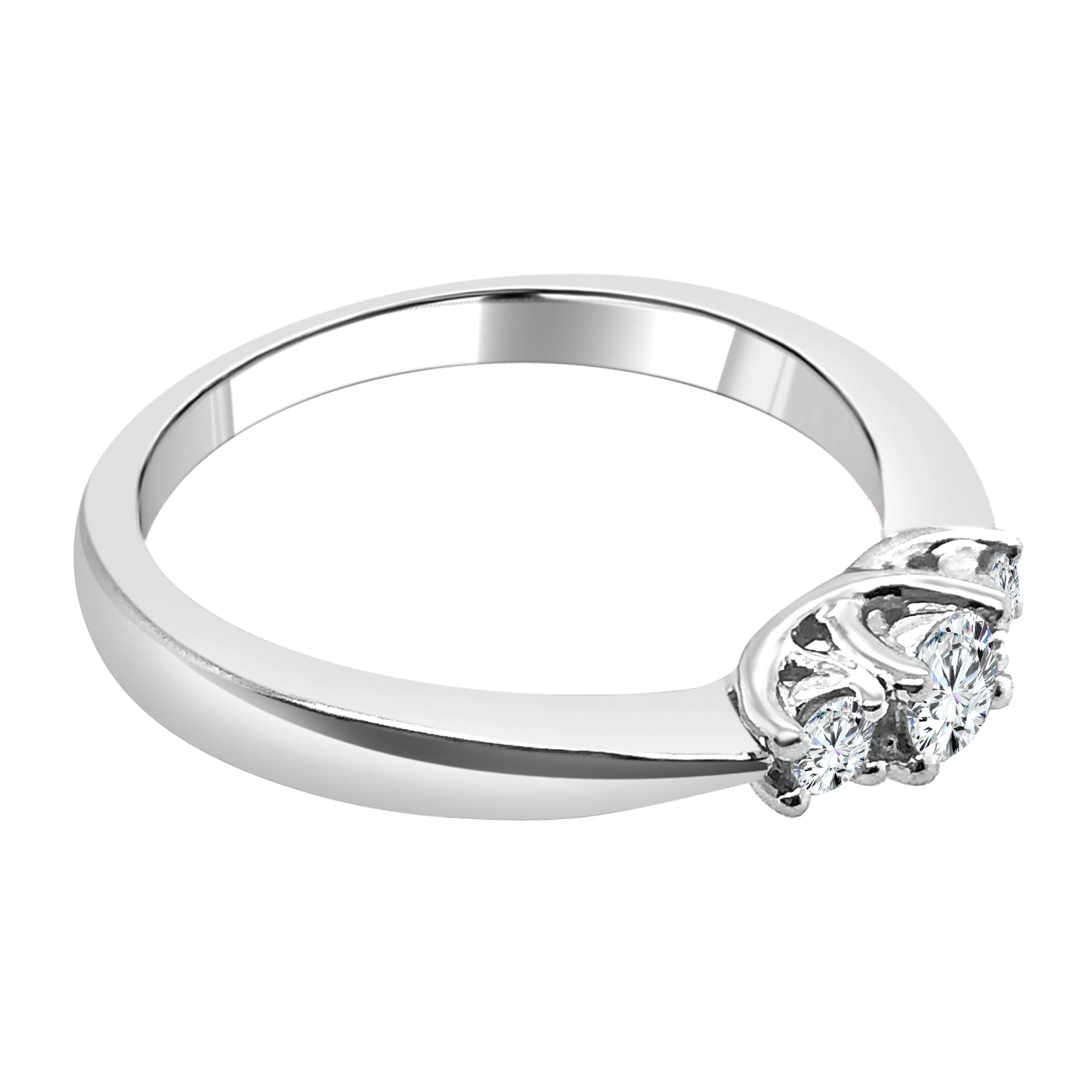 Stunning Round Cut 0.27 Carat Natural Diamond Engagement Ring in 14 Karat White Gold with Pinched Shank