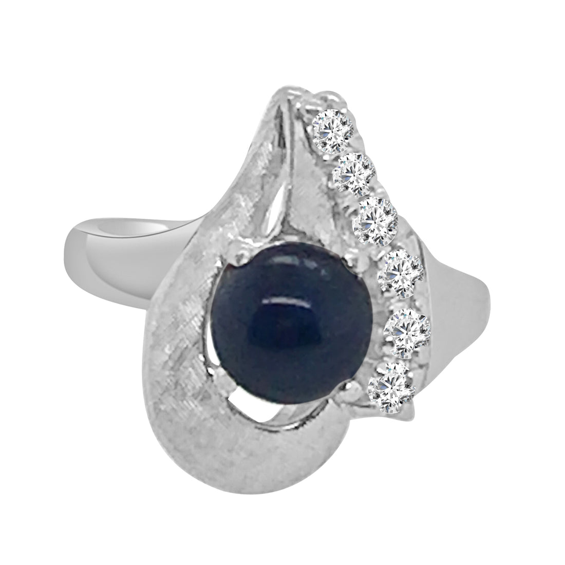 Size 2 Blue Sapphire Ring in 14 Karat White Gold