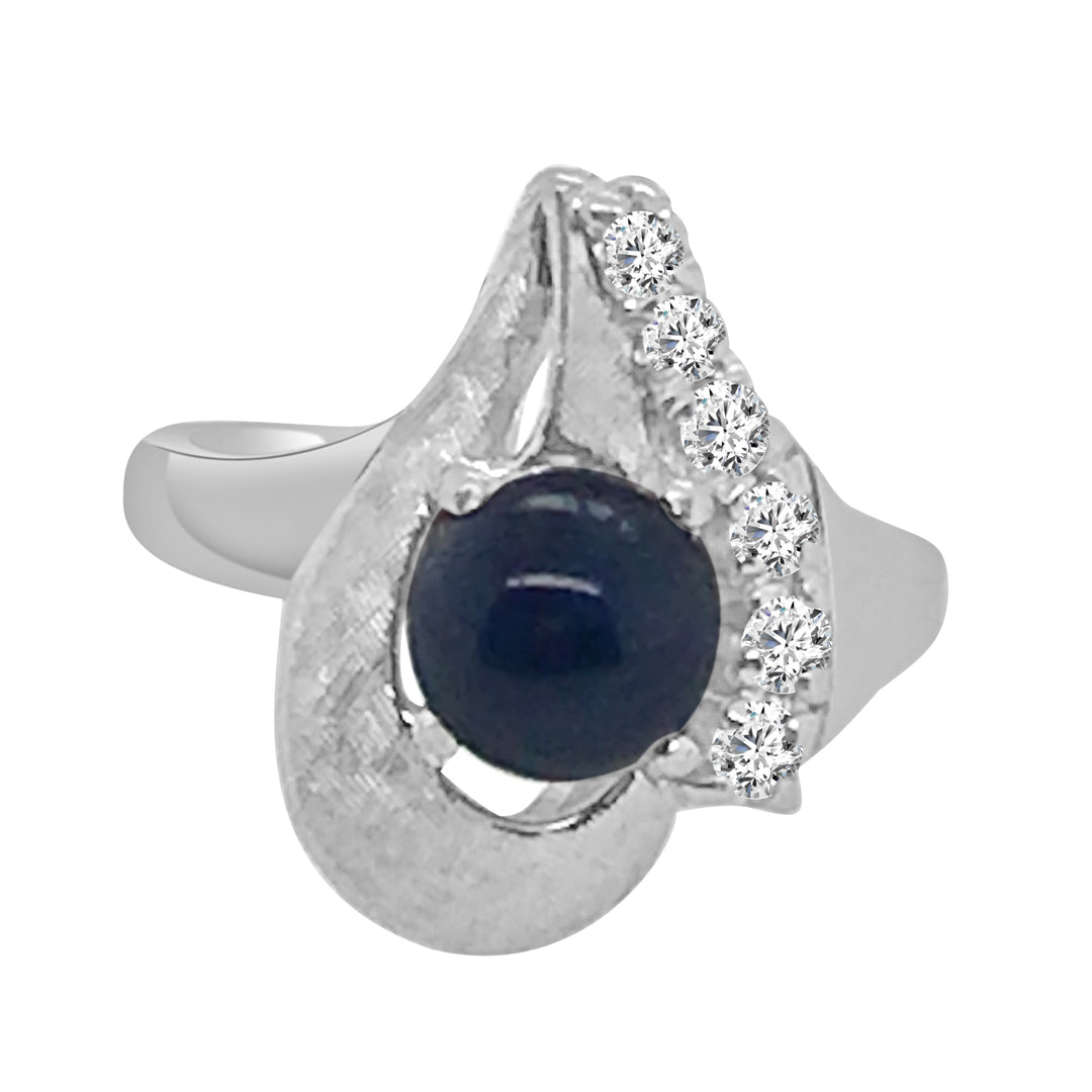 14K White Gold Blue Sapphire Ring - Size 2