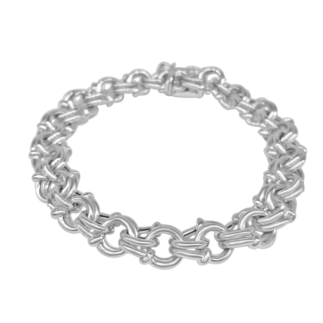 Elegant 14 Karat White Gold Fancy Double Link Bracelet