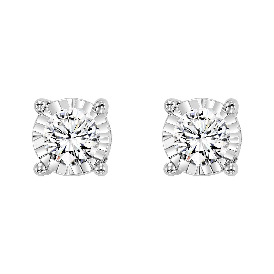 1.00 Carat Round Lab Diamond Illusion Set Stud Earrings in 14 Karat White Gold