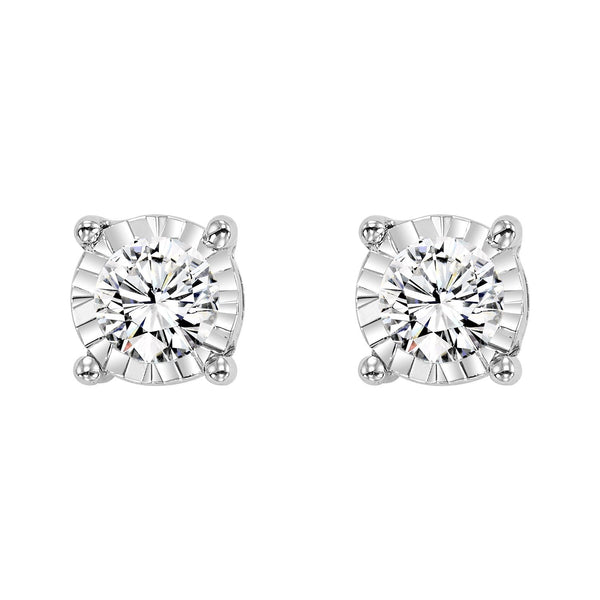 1.00 Carat Round Lab Diamond Illusion Set Stud Earrings in 14 Karat White Gold