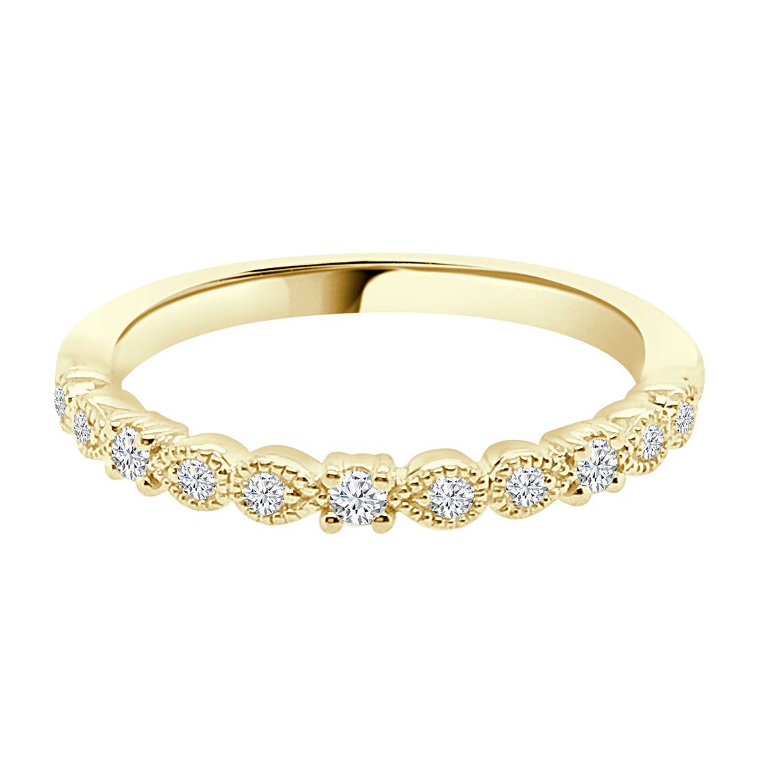 14K Yellow Gold Alternating Pear and Round Natural Diamond Wedding Band - 0.18 Carats