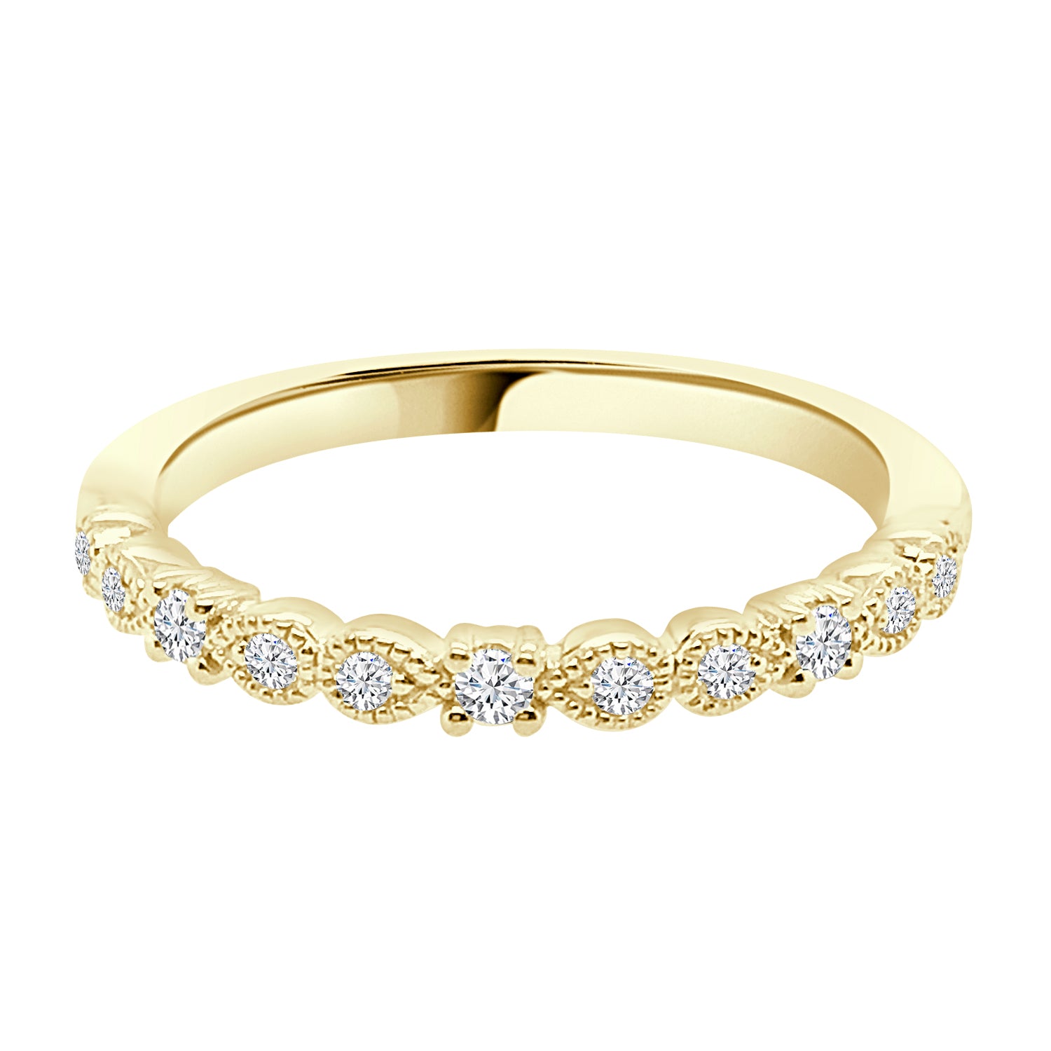 Beautiful Alternating Pear and Round Diamond Wedding Band in 14 Karat Yellow Gold (0.18 Carat)