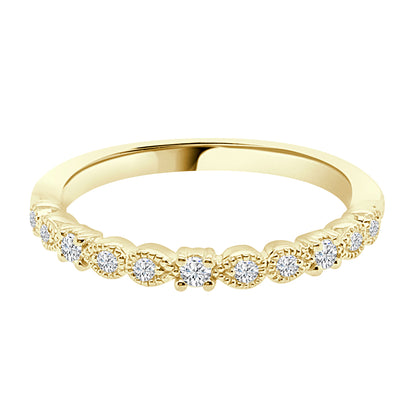 Beautiful Alternating Pear and Round Diamond Wedding Band in 14 Karat Yellow Gold (0.18 Carat)