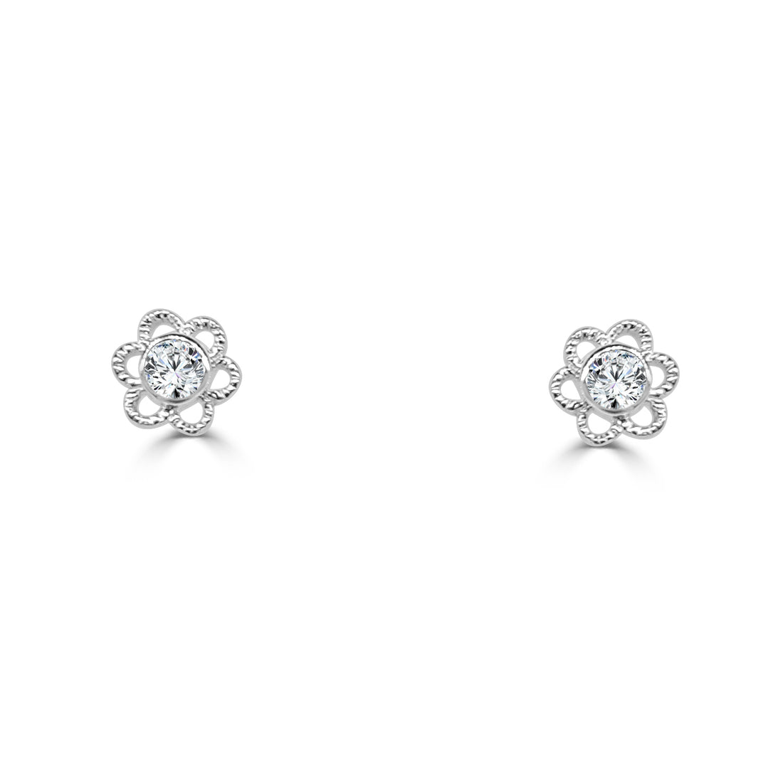 Sterling Silver White Topaz Flower Child Stud Earrings