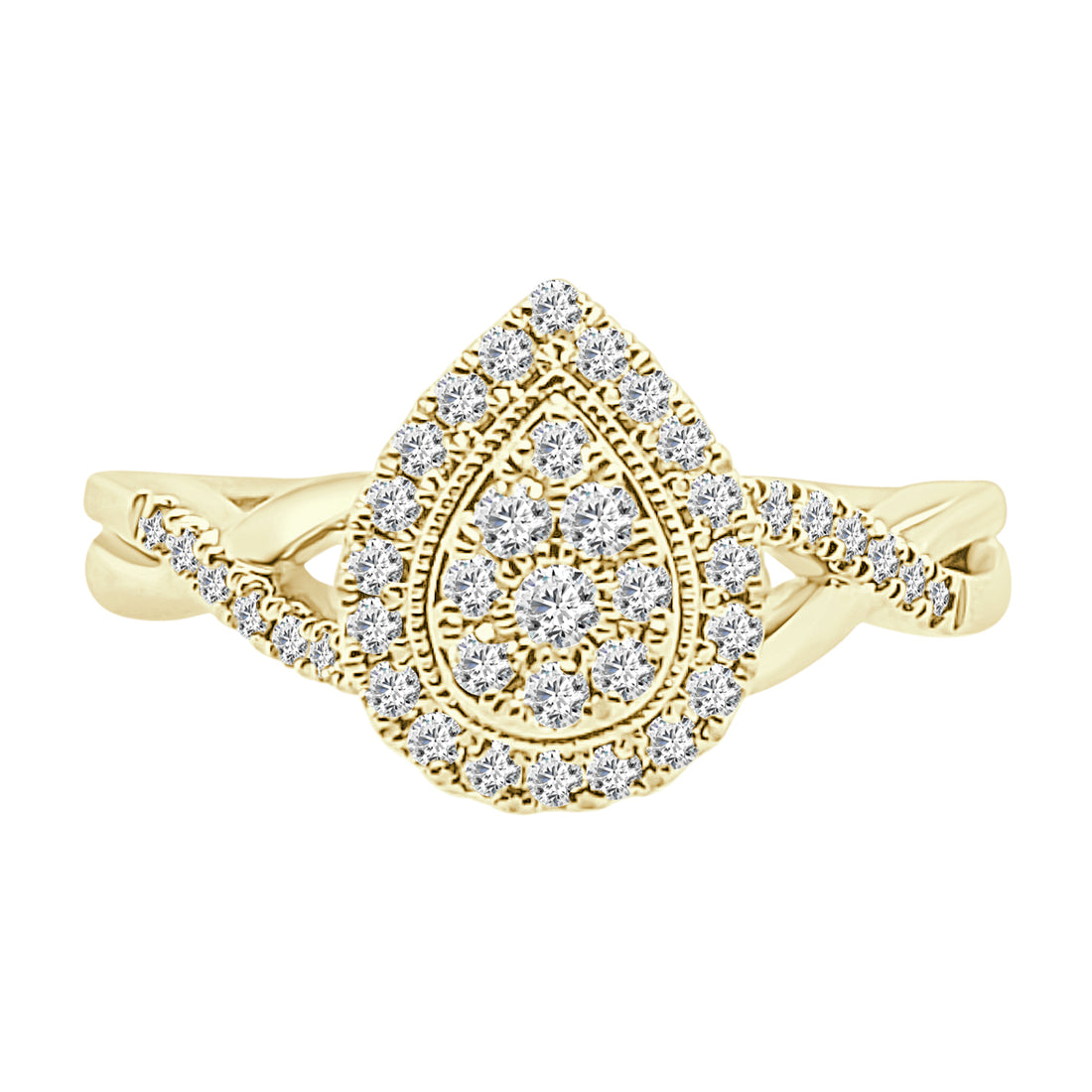 Sure! How about Twist Cluster Pear Diamond Engagement Ring in 10K Yellow Gold (0.33 ct)?