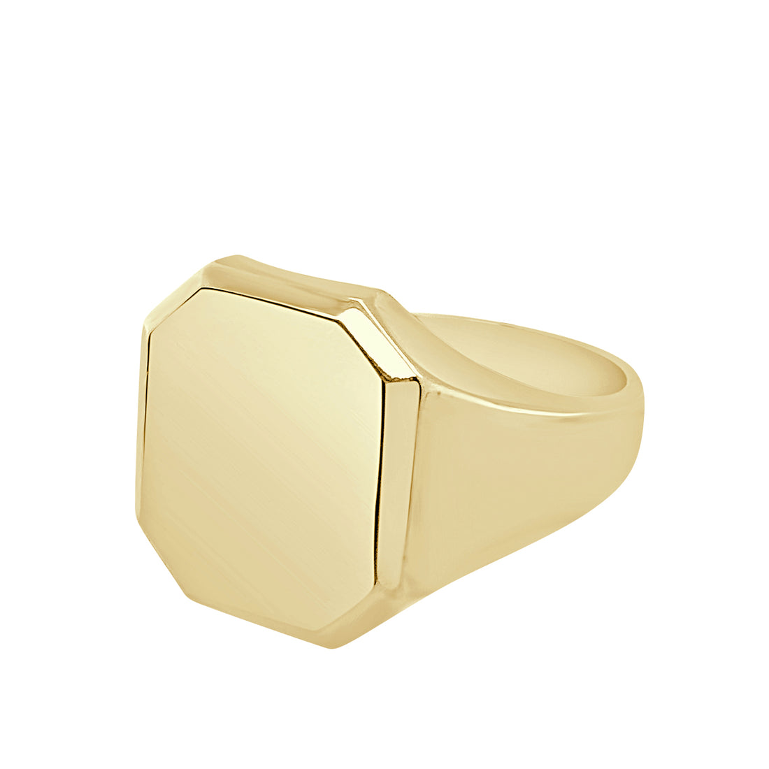14 Karat Yellow Gold Solid Octagonal Signet Ring