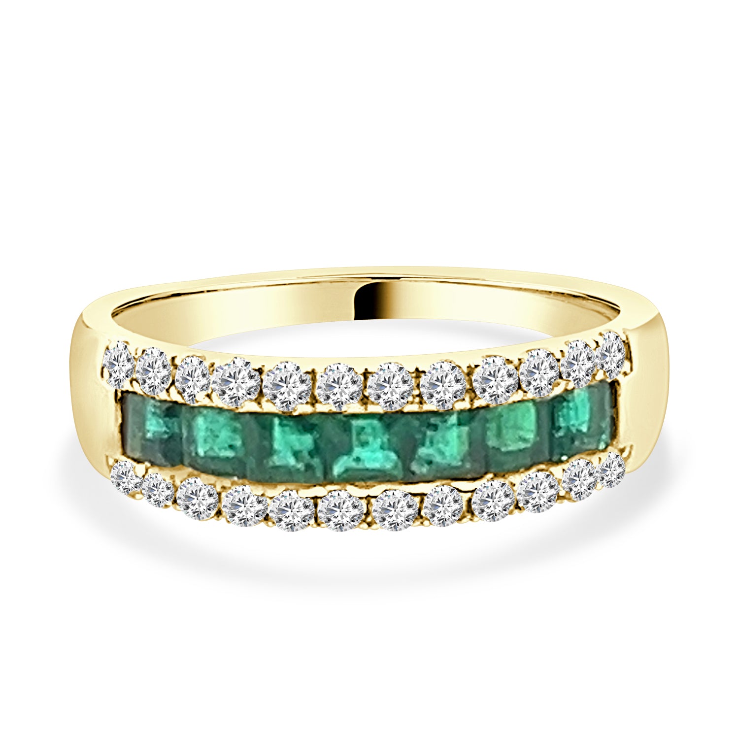 Stunning 14 Karat Yellow Gold Emerald Ring - 0.77 Carat