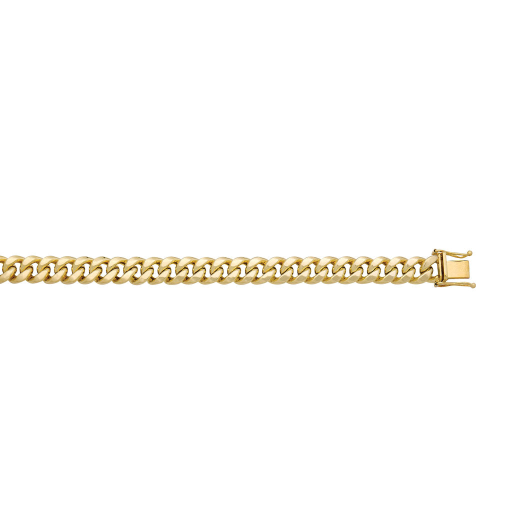10 Karat Yellow Gold Semi-Solid Miami Cuban Link Chain Bracelet
