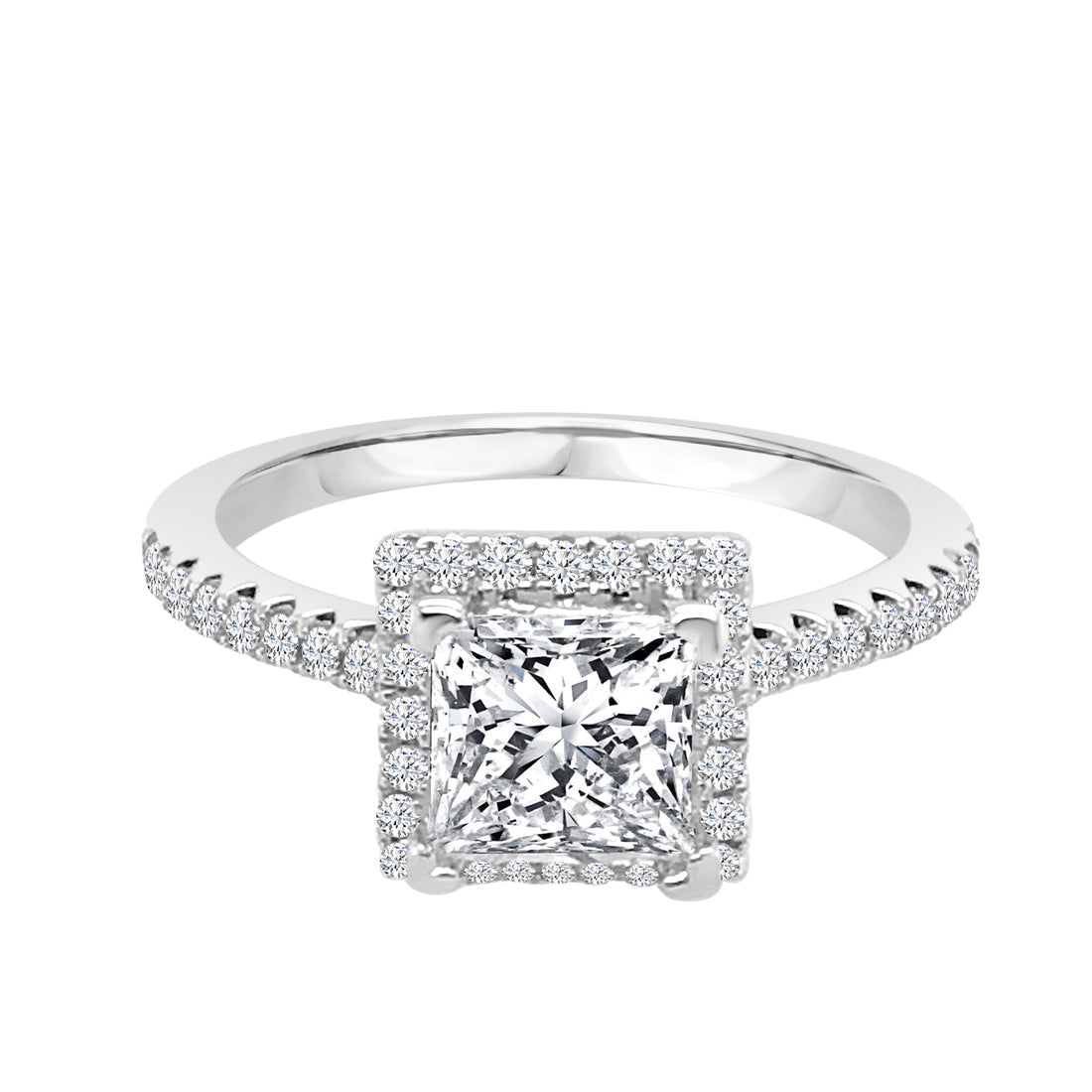 Princess Cut Engagement Mounting in 14 Karat White Gold Setting