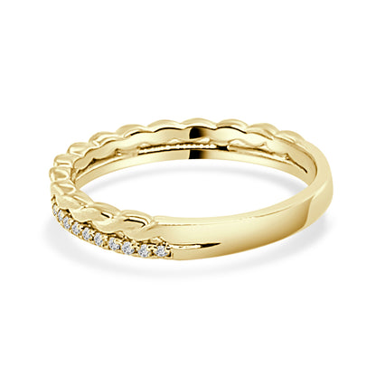 Dazzling Diamond Dual Band Wedding Band in High Polished Braid - 10 Karat Yellow Gold with 0.20 Carat Natural Round Shape Diamonds