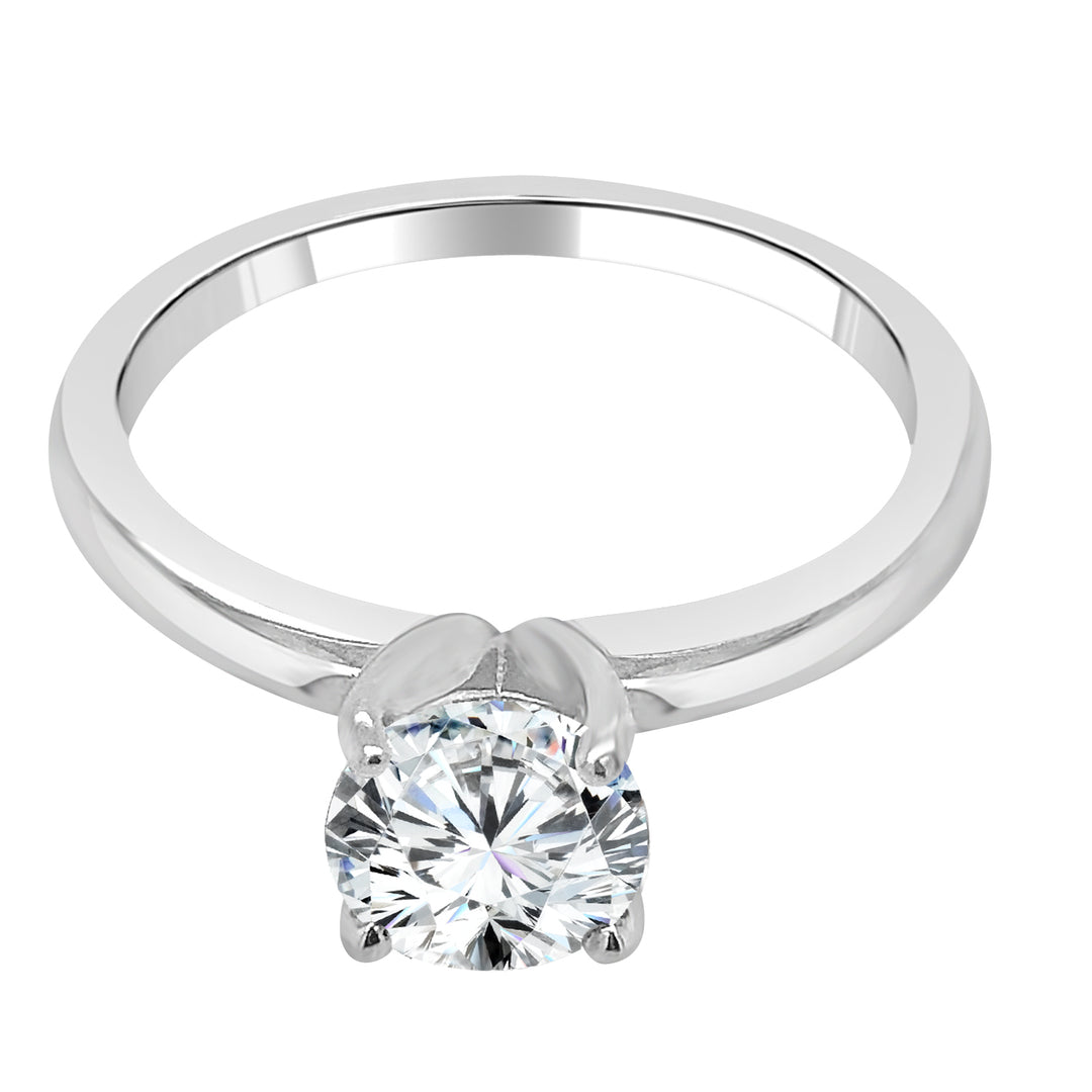 Dazzling Round Natural Diamond Engagement Ring in 14 Karat White Gold - Elegant Round Shape for a Timeless Symbol of Love