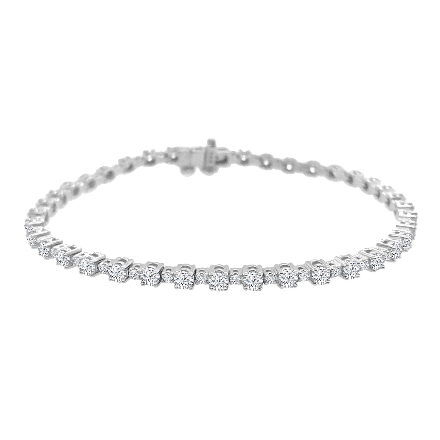 Dazzling 2.97 Carat Natural Diamond Bracelet in 14 Karat White Gold