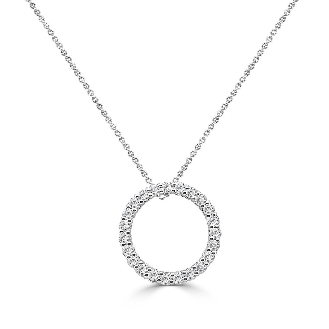0.95 Carat Natural Diamond Necklace in 14 Karat White Gold